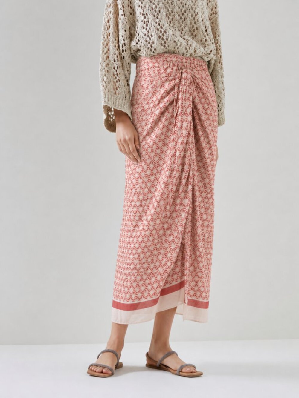 Brunello Cucinelli Sarong Skirt 100% Cotton Size 8 New Tag $1995